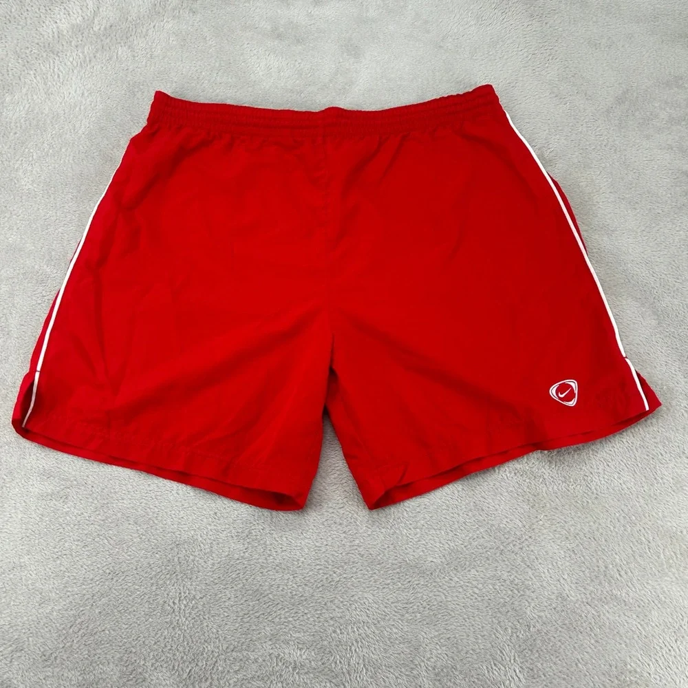 Vintage Y2K Nike Soccer Shorts Mens Large Red Athletic Running Gym Sports